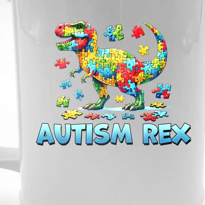 Autism Rex Dinosaur Gift Front & Back Beer Stein