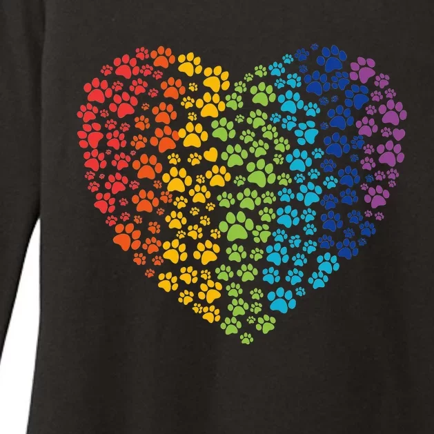 Animal Rescue Dog Cat Paw Heart Print Rainbow Dog Dad Mom Womens CVC Long Sleeve Shirt