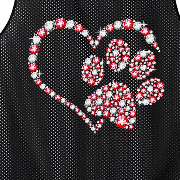 Animal Rescue Dog Paw Print Heart For Valentines Day Mesh Reversible Basketball Jersey Tank