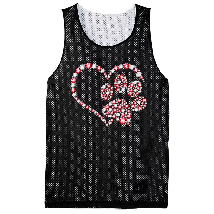 Animal Rescue Dog Paw Print Heart For Valentines Day Mesh Reversible Basketball Jersey Tank