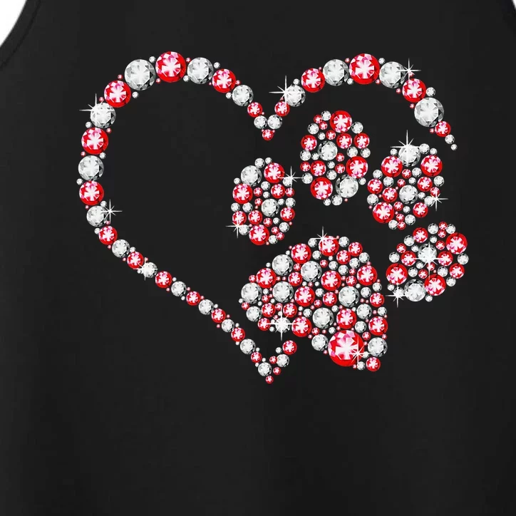 Animal Rescue Dog Paw Print Heart For Valentines Day Performance Tank