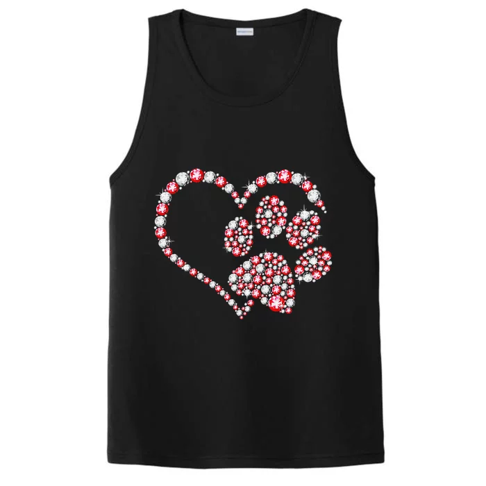 Animal Rescue Dog Paw Print Heart For Valentines Day Performance Tank