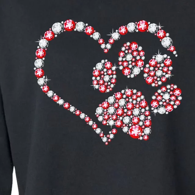 Animal Rescue Dog Paw Print Heart For Valentines Day Cropped Pullover Crew