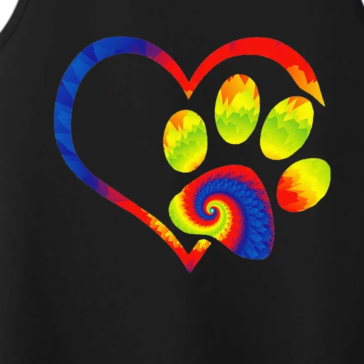 Animal Rescue Dog Paw Print Tie Dye Rainbow Dog Love Performance Tank