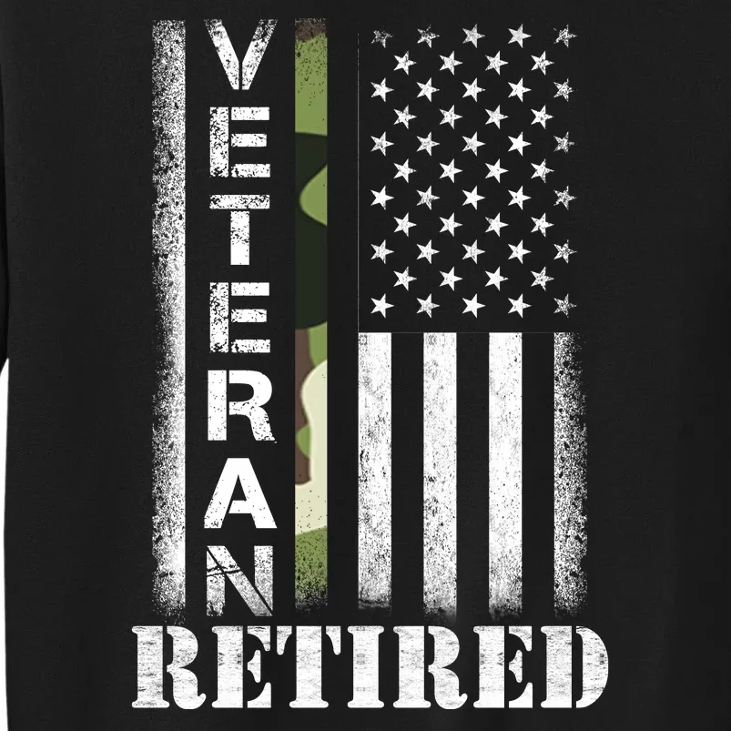 ARMY Retired Distressed American Flag Tall Sweatshirt