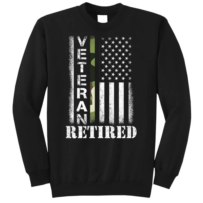 ARMY Retired Distressed American Flag Tall Sweatshirt