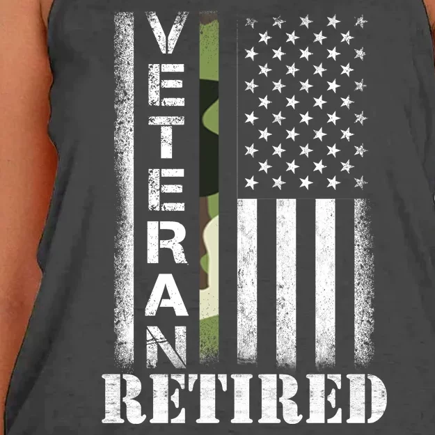 ARMY Retired Distressed American Flag Women's Knotted Racerback Tank