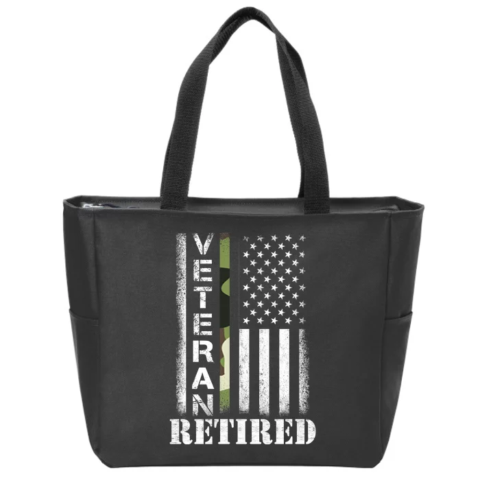 ARMY Retired Distressed American Flag Zip Tote Bag