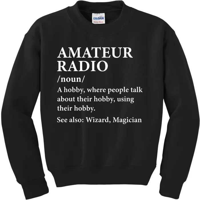 Amateur Radio Definition Hobby Funny Ham Radio Operator Kids Sweatshirt