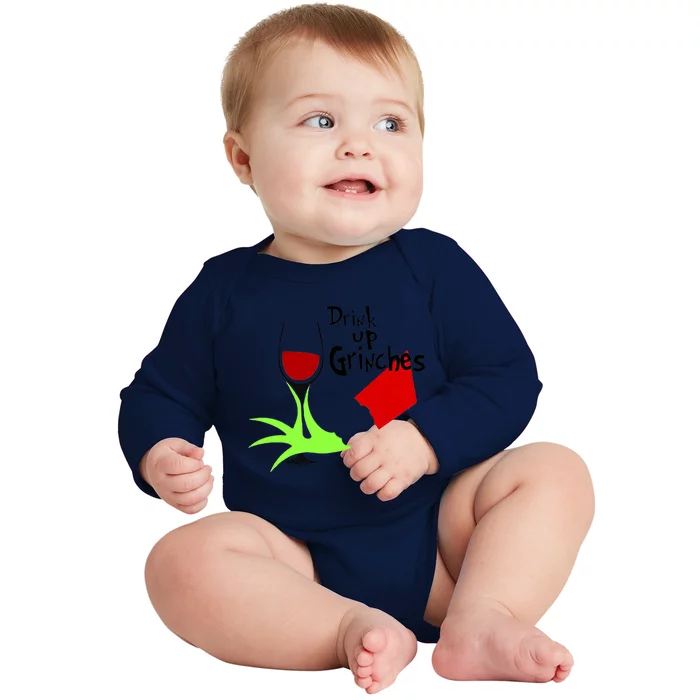 Amazing Retro Drink Up Grinches Christmas Baby Long Sleeve Bodysuit