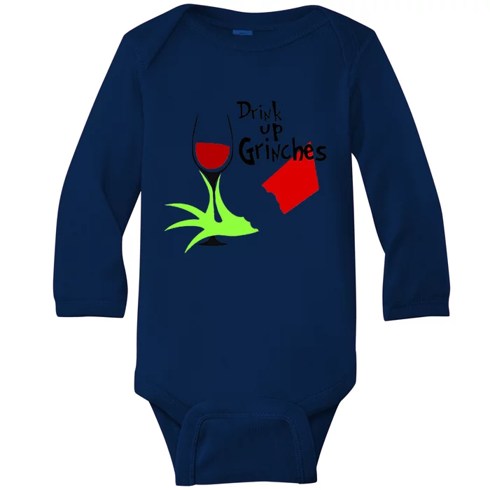 Amazing Retro Drink Up Grinches Christmas Baby Long Sleeve Bodysuit