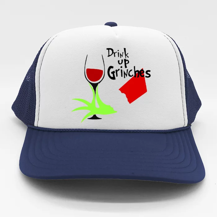 Amazing Retro Drink Up Grinches Christmas Trucker Hat