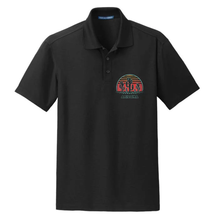 Arizona Retro Desert Sunset 80s Style Dry Zone Grid Performance Polo