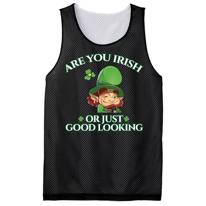 Are You Irish or Just Good Looking Leprechaun Mesh Reversible Basketball Jersey Tank