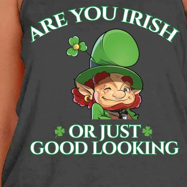 Are You Irish or Just Good Looking Leprechaun Women's Knotted Racerback Tank