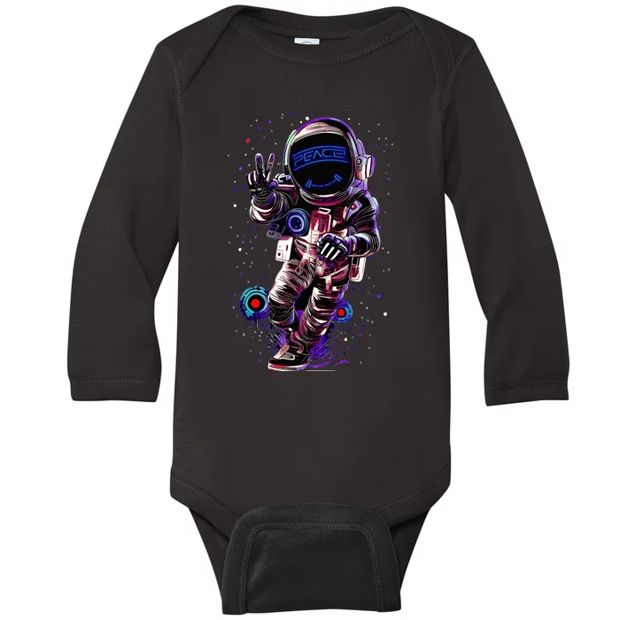 Astronaut Rave Edm Techno Festival Psytrance Dubstep Baby Long Sleeve Bodysuit