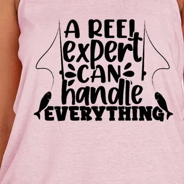 A Reel Expert Can Handle Everything Fishing Sea Fishes Bait Gift Women's Knotted Racerback Tank