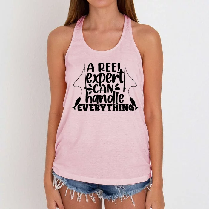 A Reel Expert Can Handle Everything Fishing Sea Fishes Bait Gift Women's Knotted Racerback Tank