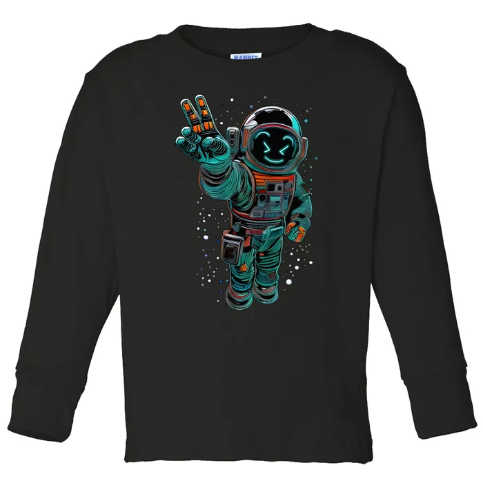 Astronaut Rave Edm Techno Festival Psytrance Toddler Long Sleeve Shirt