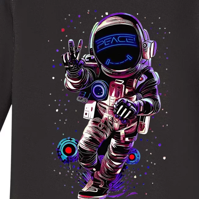 Astronaut Rave Edm Techno Festival Psytrance Dubstep Baby Long Sleeve Bodysuit