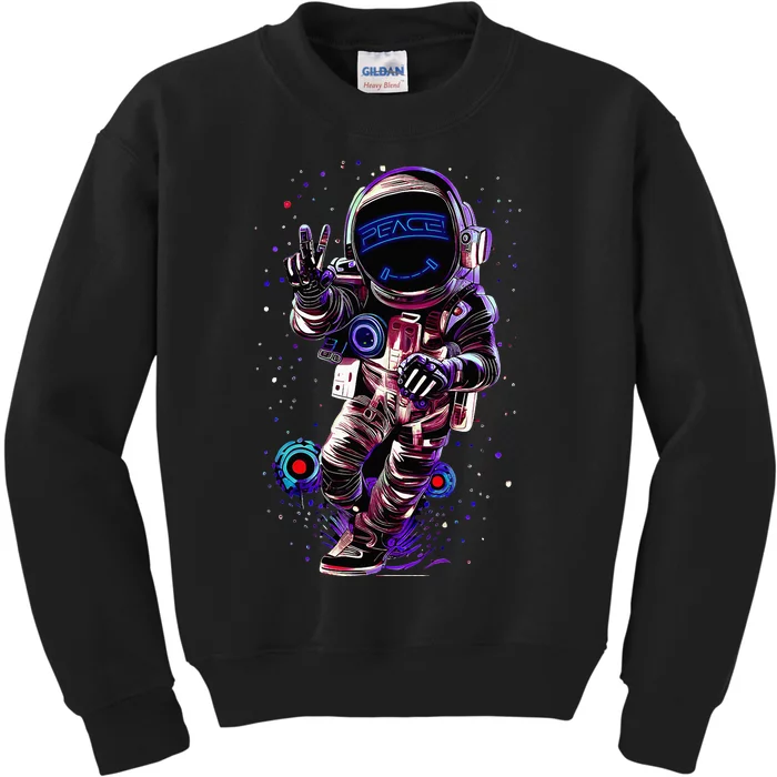 Astronaut Rave Edm Techno Festival Psytrance Dubstep Kids Sweatshirt