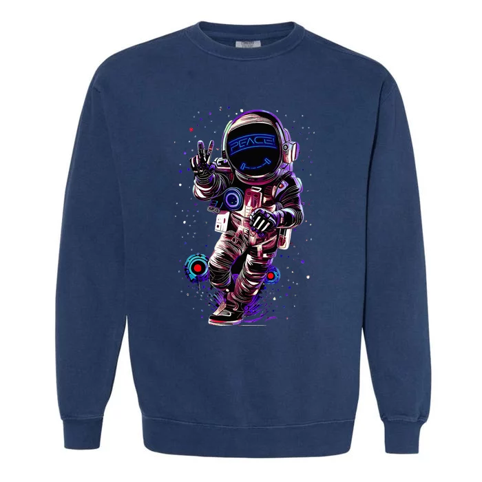 Astronaut Rave Edm Techno Festival Psytrance Dubstep Garment-Dyed Sweatshirt