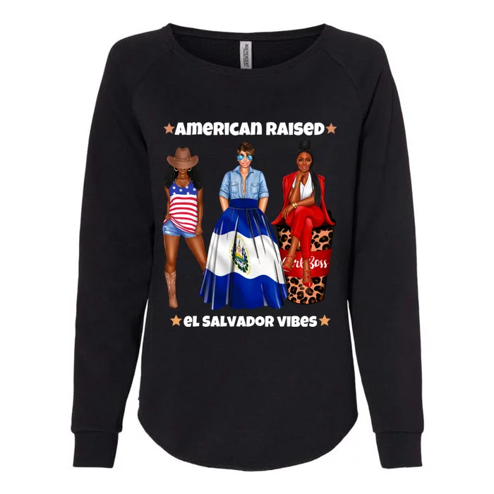 American Raised El Salvador Vibes Born In Latin America Dna Gift Womens California Wash Sweatshirt