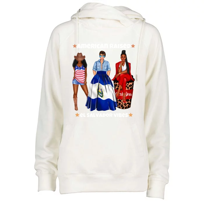 American Raised El Salvador Vibes Born In Latin America Dna Gift Womens Funnel Neck Pullover Hood