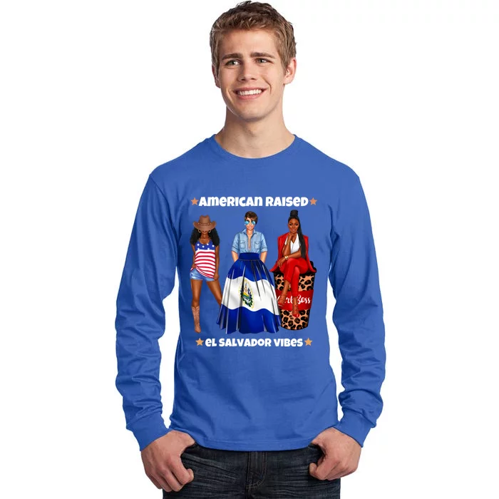 American Raised El Salvador Vibes Born In Latin America Dna Gift Tall Long Sleeve T-Shirt