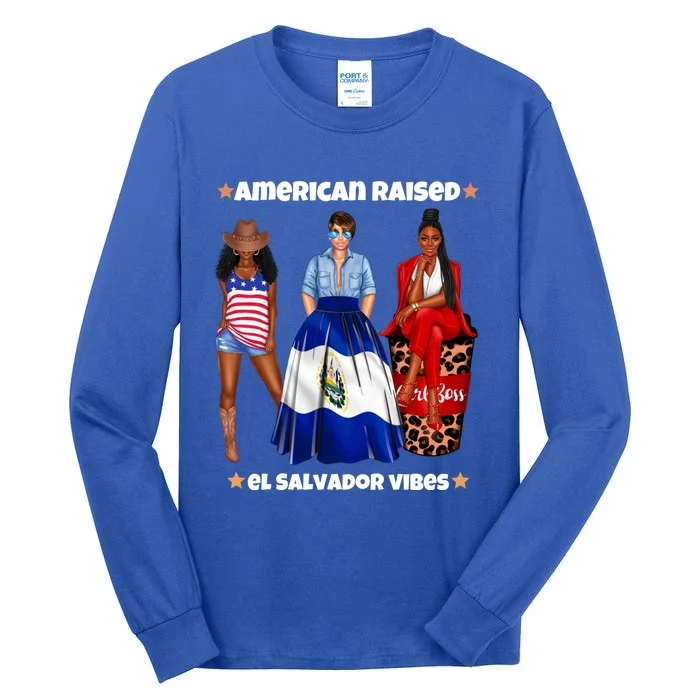 American Raised El Salvador Vibes Born In Latin America Dna Gift Tall Long Sleeve T-Shirt