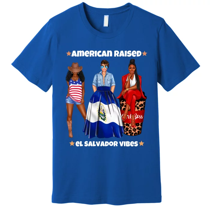 American Raised El Salvador Vibes Born In Latin America Dna Gift Premium T-Shirt