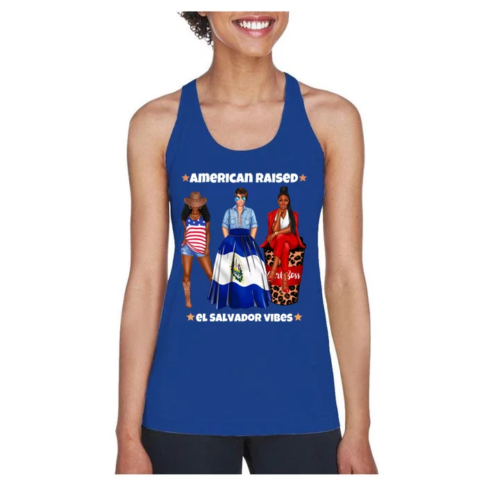 American Raised El Salvador Vibes Born In Latin America Dna Gift Women's Racerback Tank