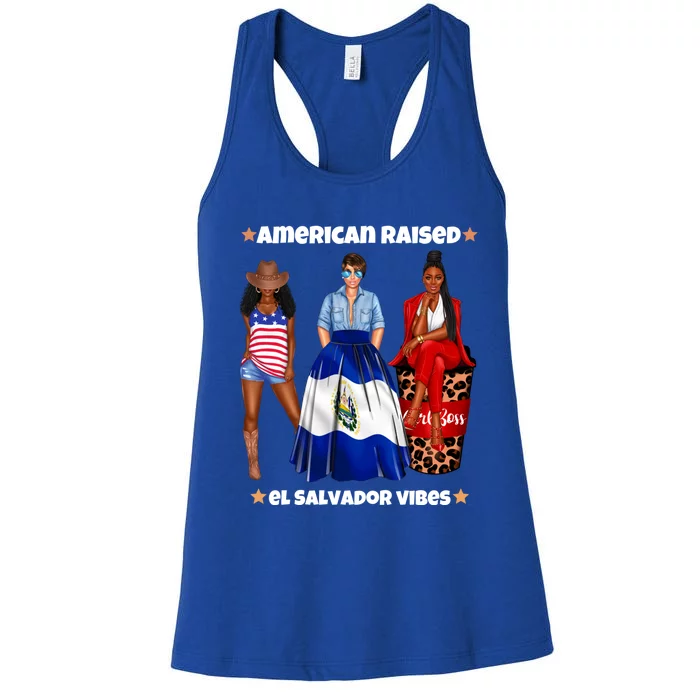 American Raised El Salvador Vibes Born In Latin America Dna Gift Women's Racerback Tank