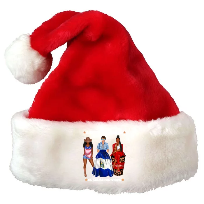 American Raised El Salvador Vibes Born In Latin America Dna Gift Premium Christmas Santa Hat