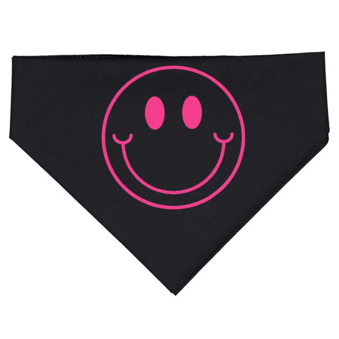 70s Cute Pink Smile Face Peace Happy Smiling Face USA-Made Doggie Bandana