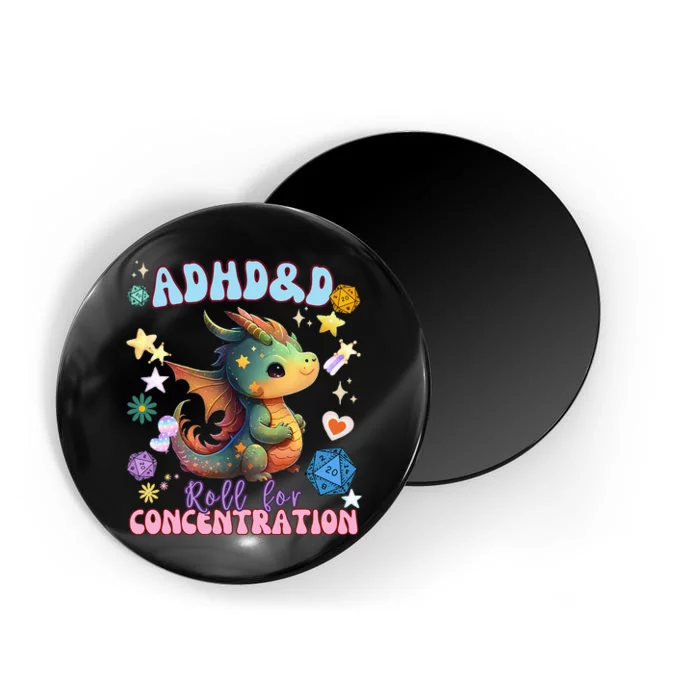 ADHD&D Roll For Concentration Cute Watercolor Dragon Magnet