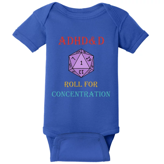 Adhd&D Roll For Concentration Vintage Quote Baby Bodysuit