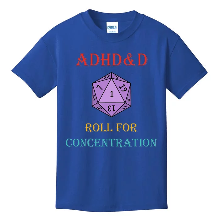 Adhd&D Roll For Concentration Vintage Quote Kids T-Shirt