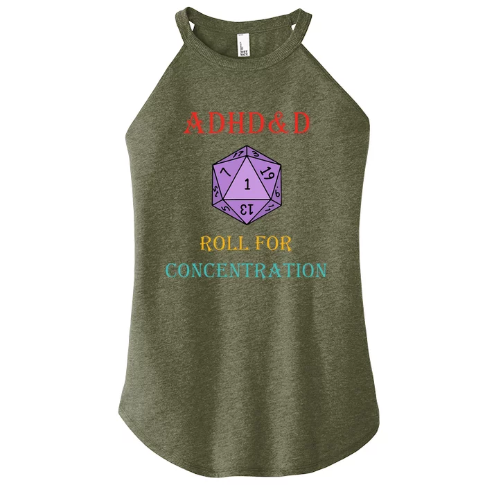 Adhd&D Roll For Concentration Vintage Quote Women’s Perfect Tri Rocker Tank