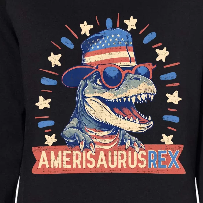 Amerisaurus Rex Funny Dinosaur American Flag 4th Of July Womens California Wash Sweatshirt