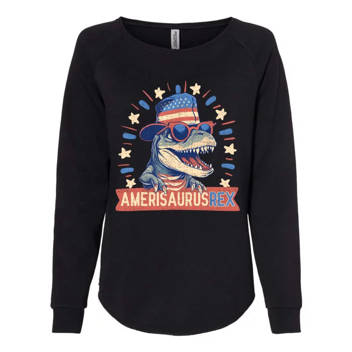 Amerisaurus Rex Funny Dinosaur American Flag 4th Of July Womens California Wash Sweatshirt