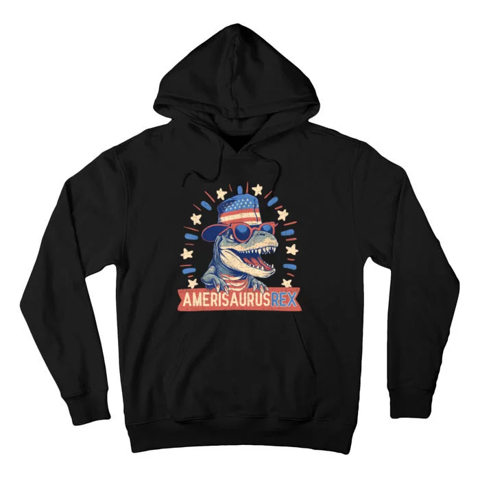 Amerisaurus Rex Funny Dinosaur American Flag 4th Of July Tall Hoodie