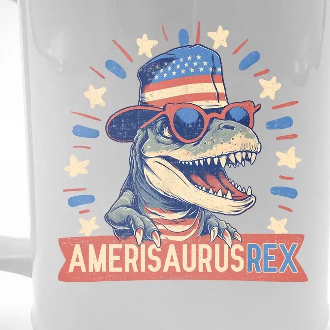 Amerisaurus Rex Funny Dinosaur American Flag 4th Of July Front & Back Beer Stein