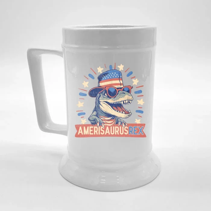 Amerisaurus Rex Funny Dinosaur American Flag 4th Of July Front & Back Beer Stein