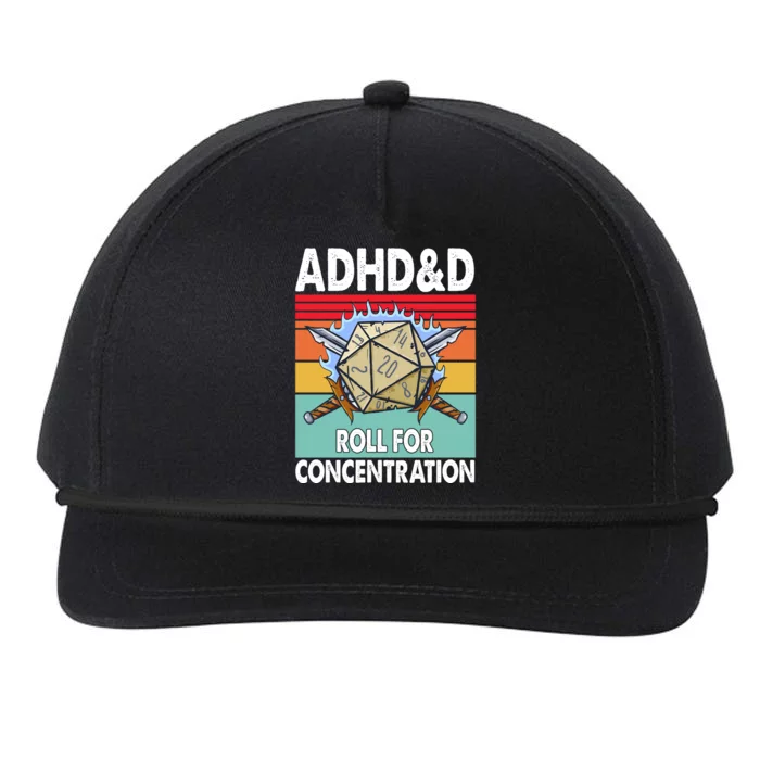 Adhd Roll For Concentration Funny Gamer Snapback Five-Panel Rope Hat