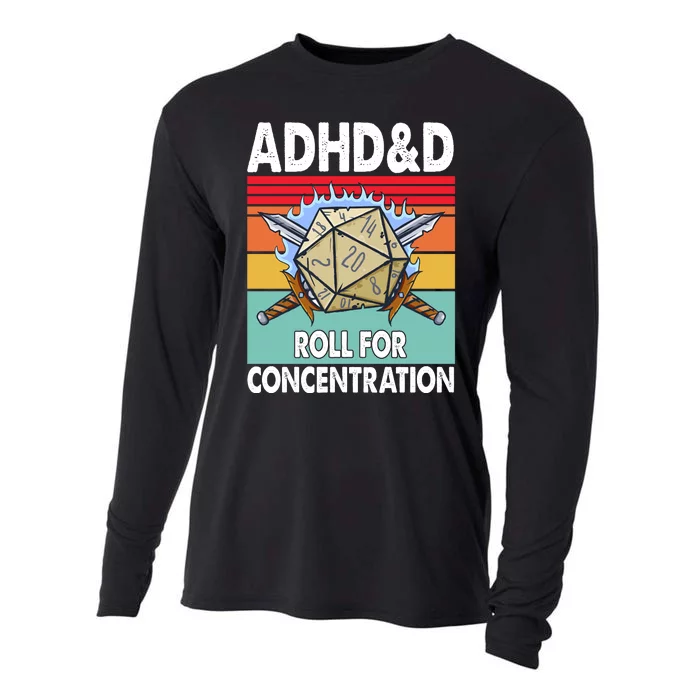 Adhd Roll For Concentration Funny Gamer Cooling Performance Long Sleeve Crew