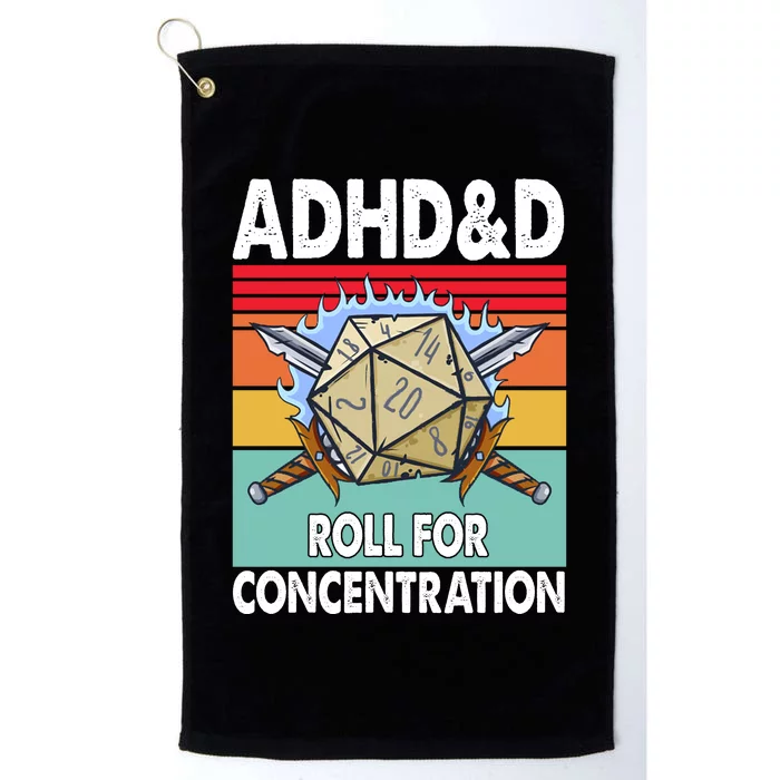 Adhd Roll For Concentration Funny Gamer Platinum Collection Golf Towel