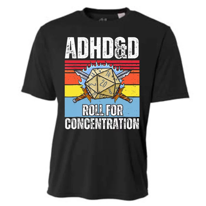 Adhd&D Roll For Concentration Funny Gamer Cooling Performance Crew T-Shirt