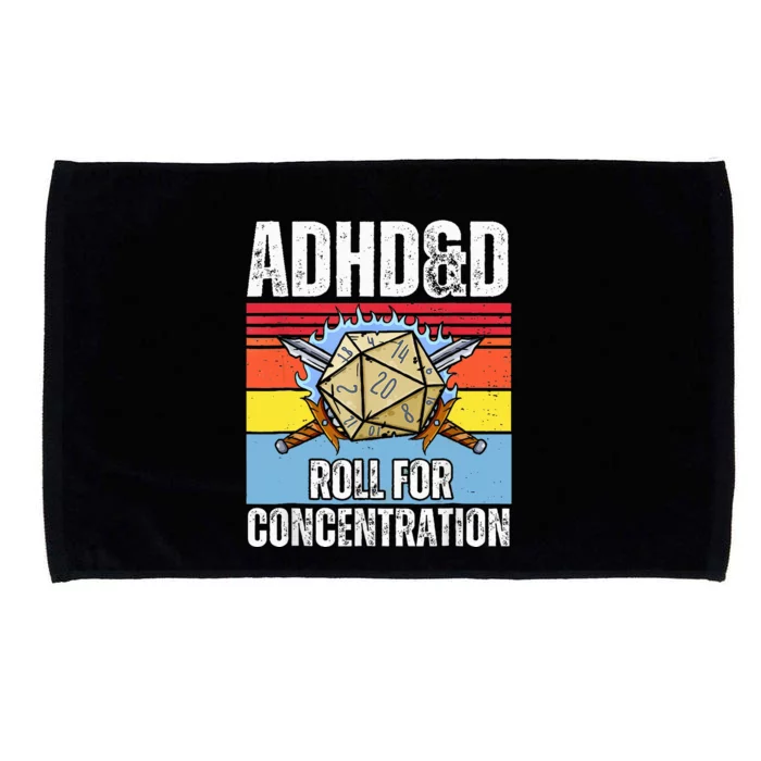 Adhd&D Roll For Concentration Funny Gamer Microfiber Hand Towel