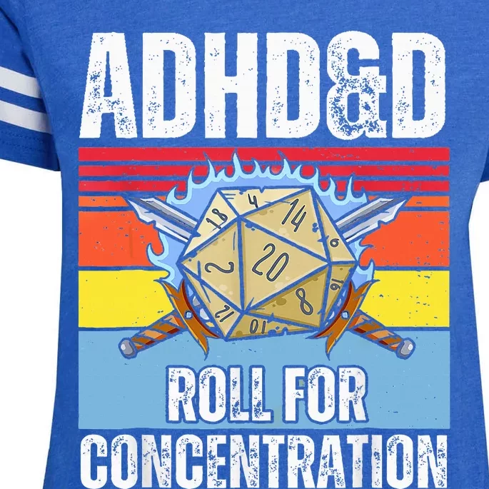 Adhd&D Roll For Concentration Funny Gamer Enza Ladies Jersey Football T-Shirt